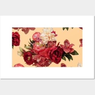 Just Flowers on Pale Orange Repeat 5748 Posters and Art